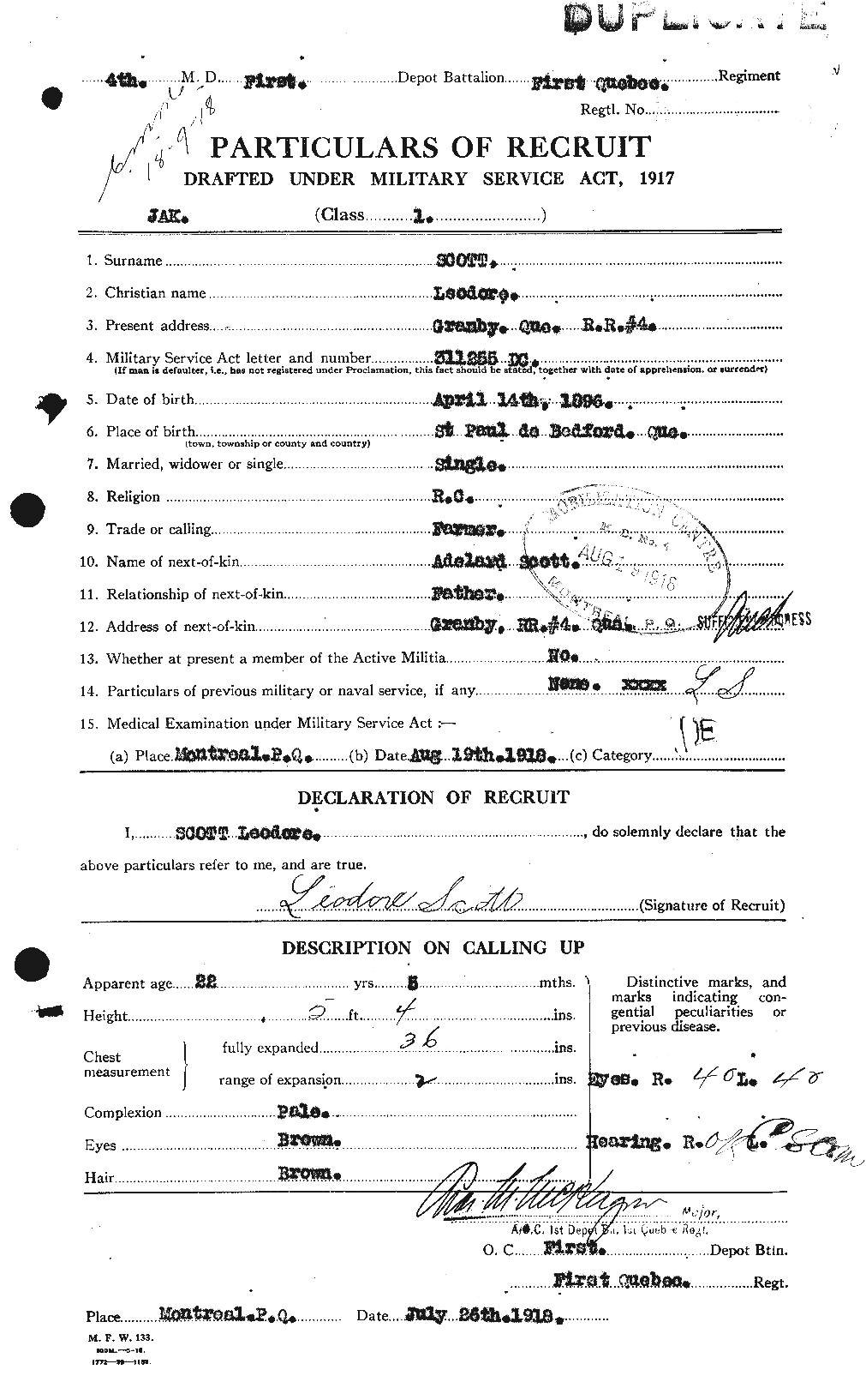 Personnel Records of the First World War - CEF 084143a