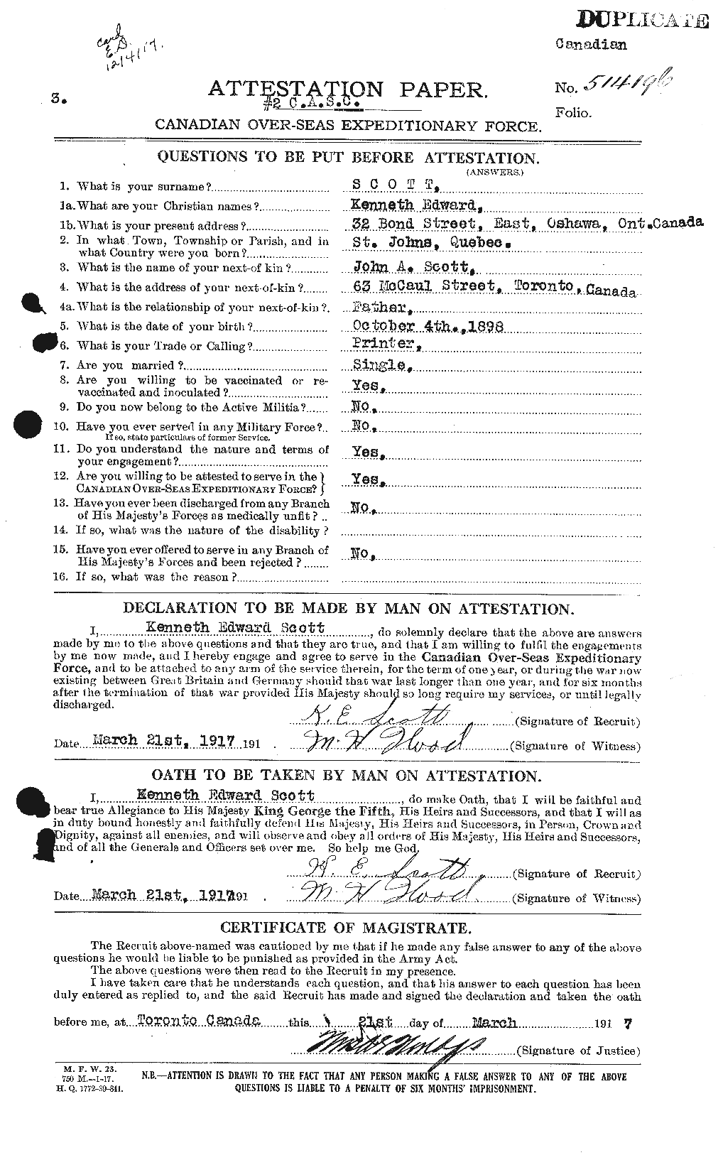 Personnel Records of the First World War - CEF 084153a