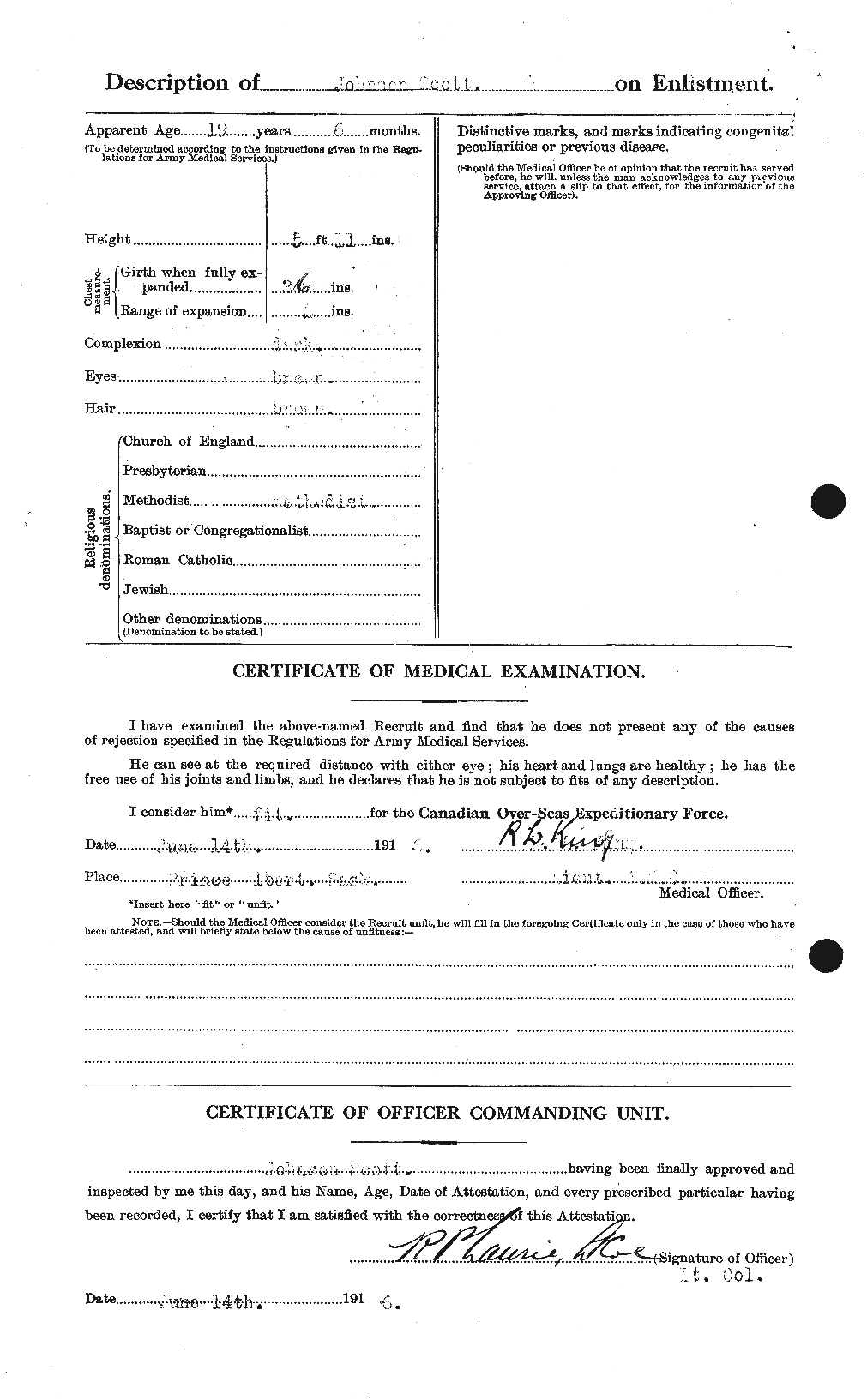 Dossiers du Personnel de la Première Guerre mondiale - CEC 084184b