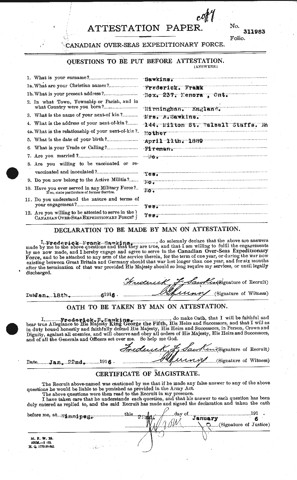 Personnel Records of the First World War - CEF 084216a