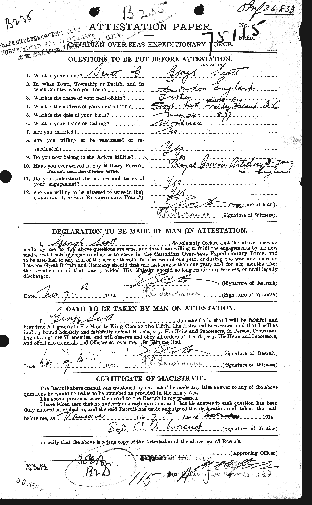 Personnel Records of the First World War - CEF 084364a