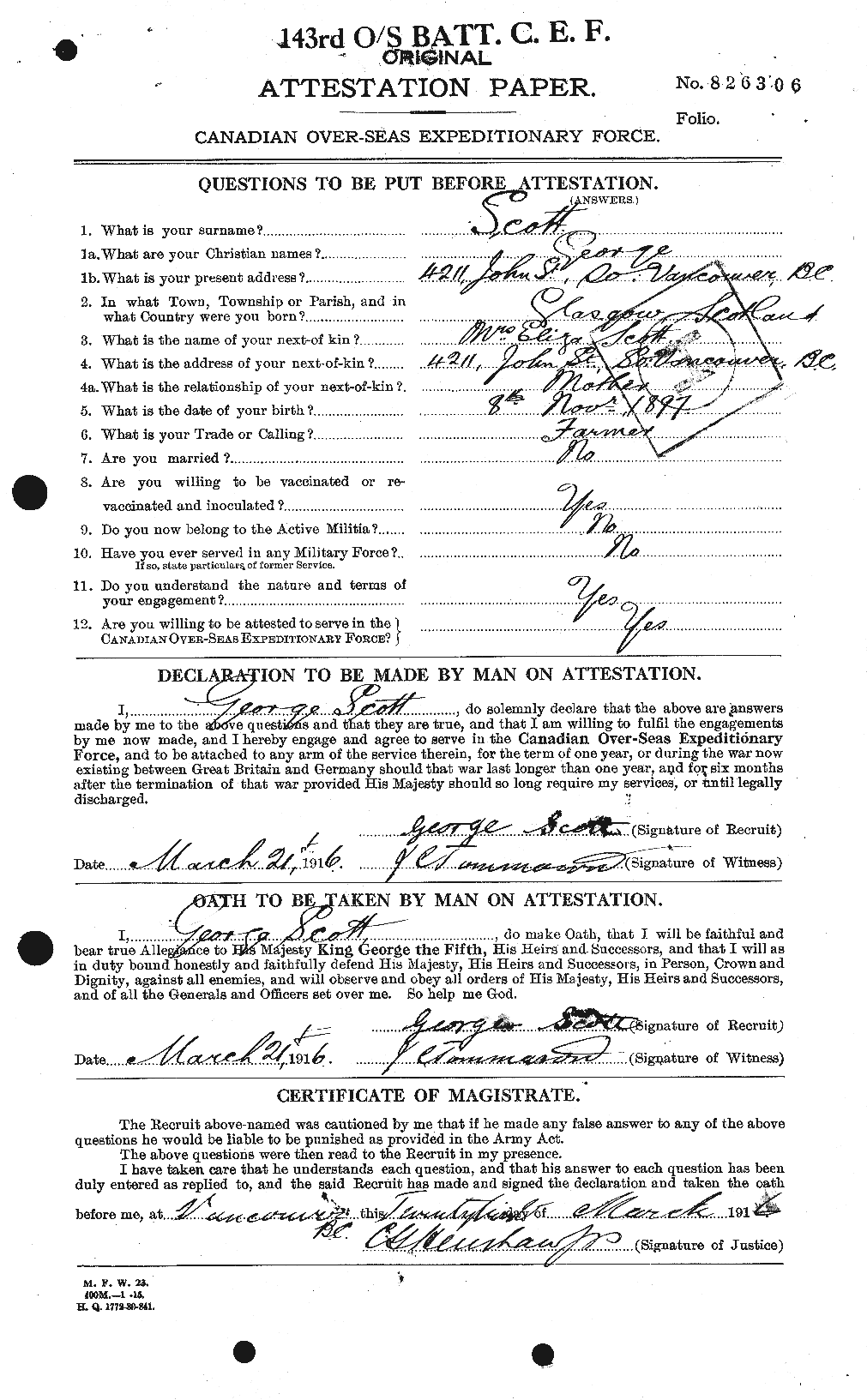 Personnel Records of the First World War - CEF 084365a