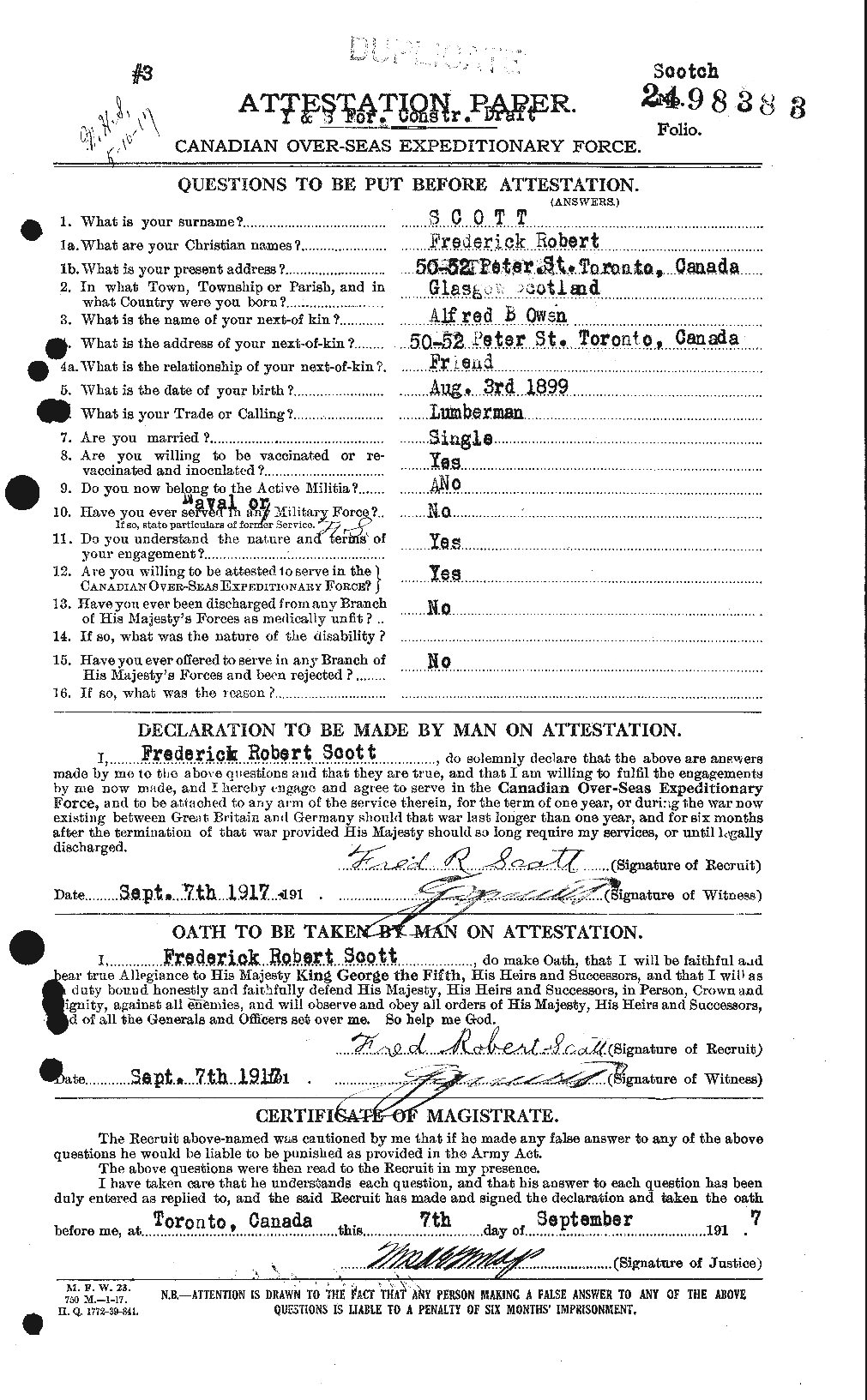 Personnel Records of the First World War - CEF 084383a