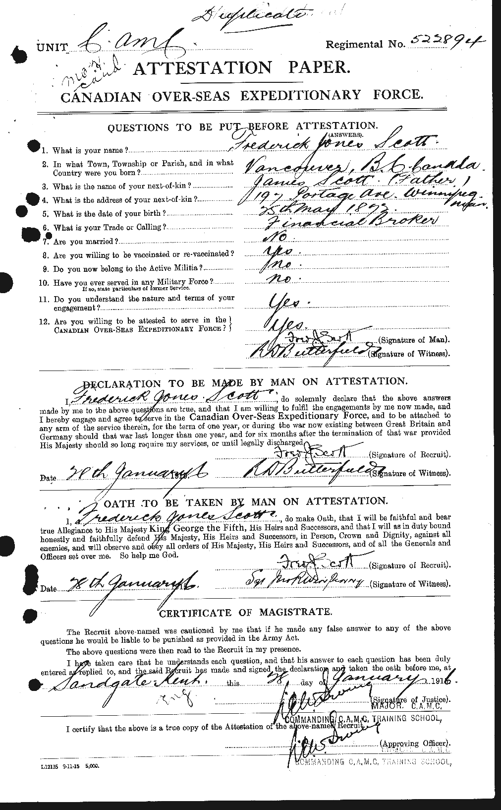 Personnel Records of the First World War - CEF 084385a