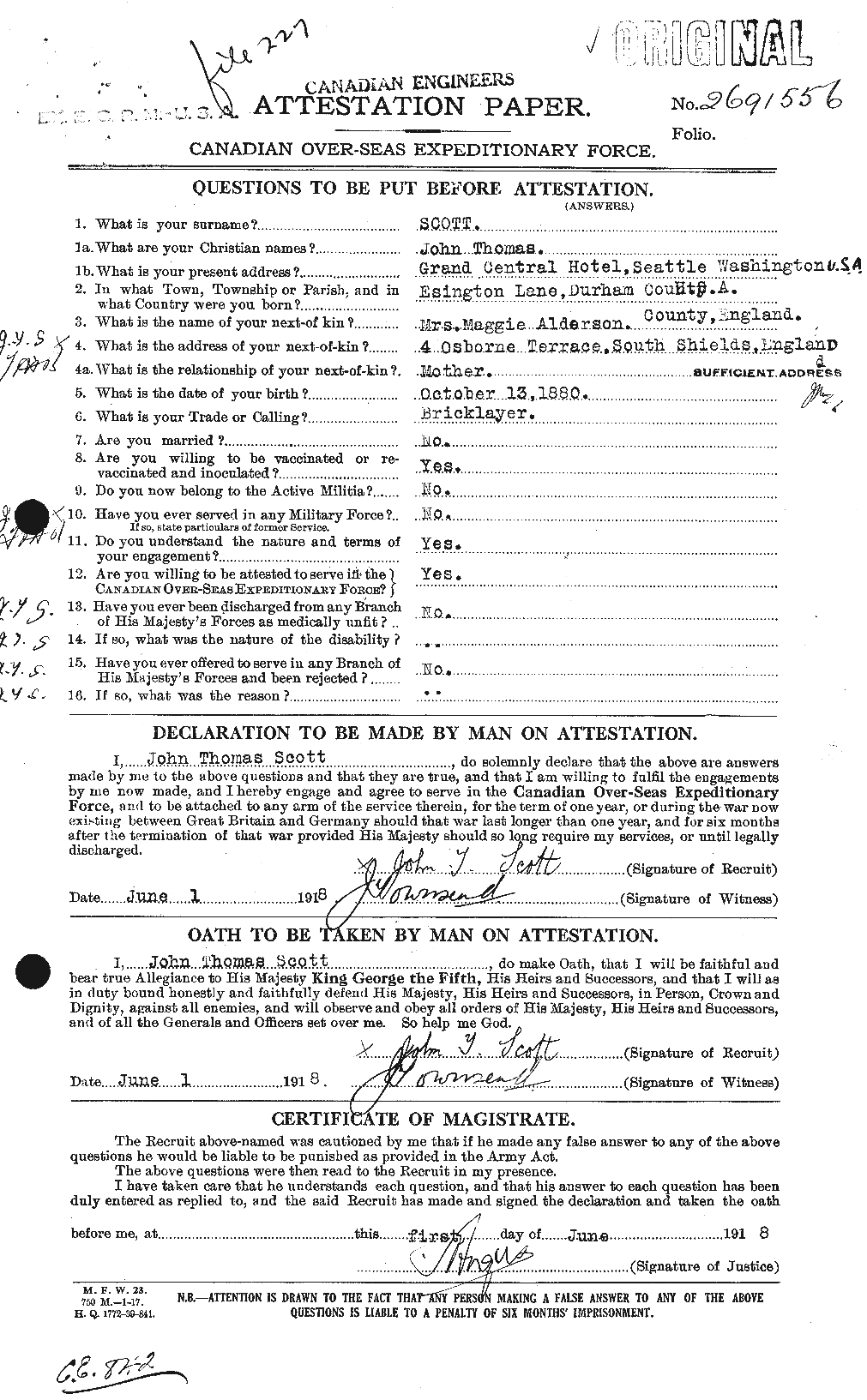 Personnel Records of the First World War - CEF 084416a