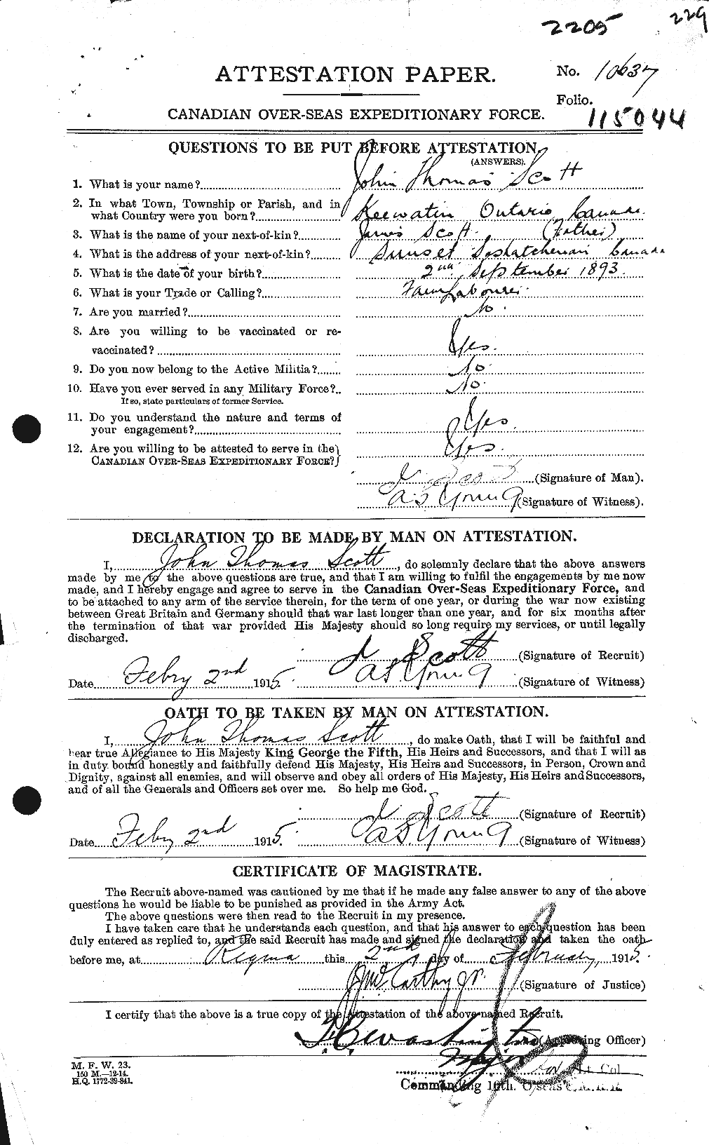 Personnel Records of the First World War - CEF 084418a