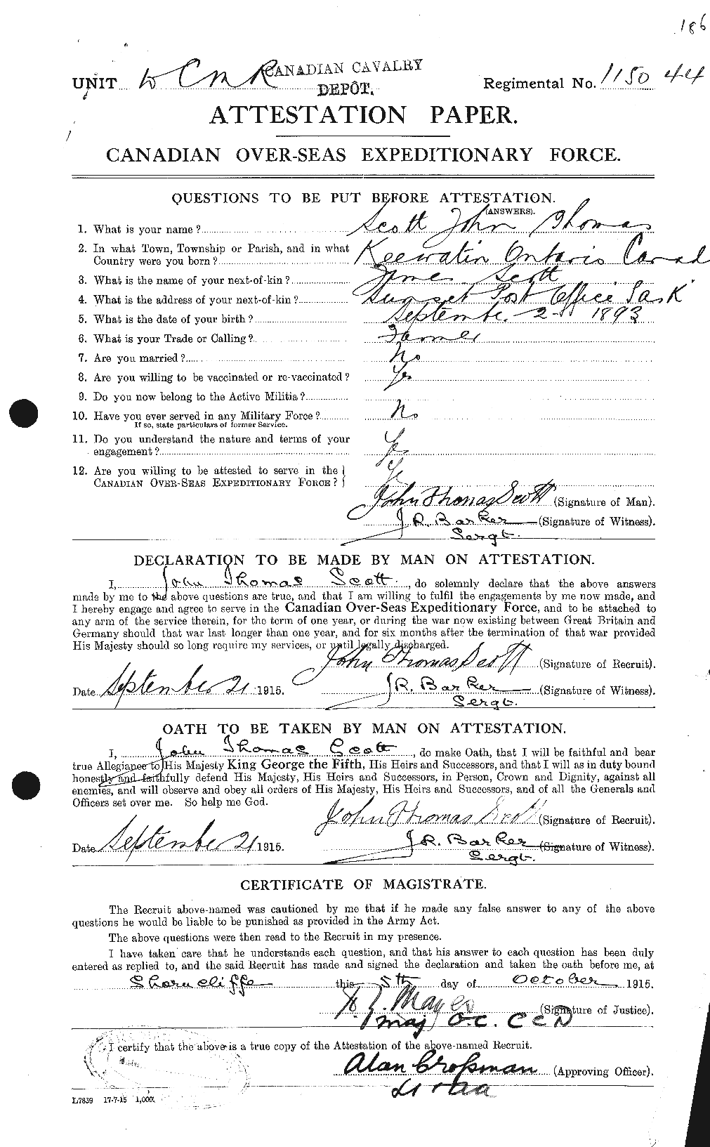 Personnel Records of the First World War - CEF 084419a