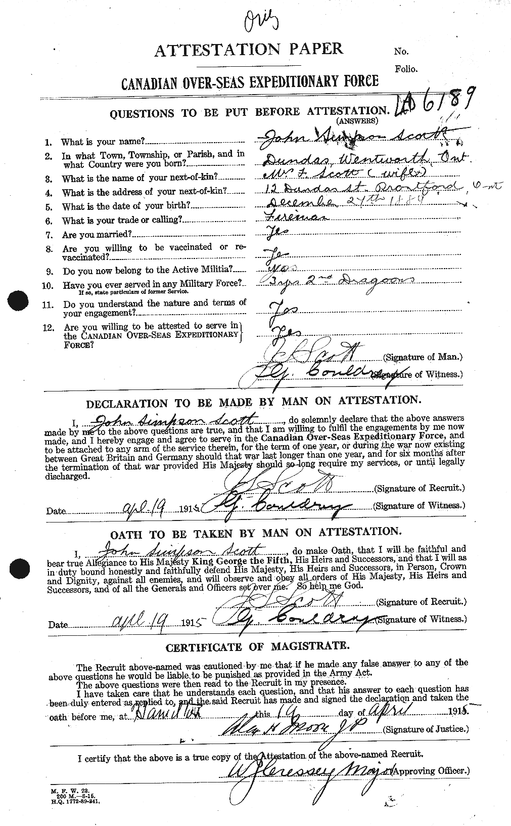 Personnel Records of the First World War - CEF 084428a