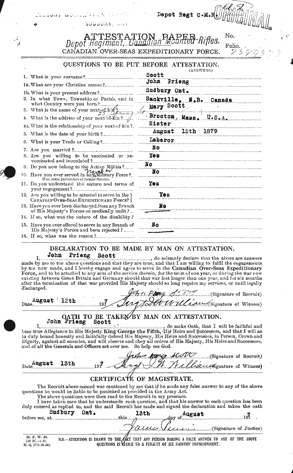Personnel Records of the First World War - CEF 084437a