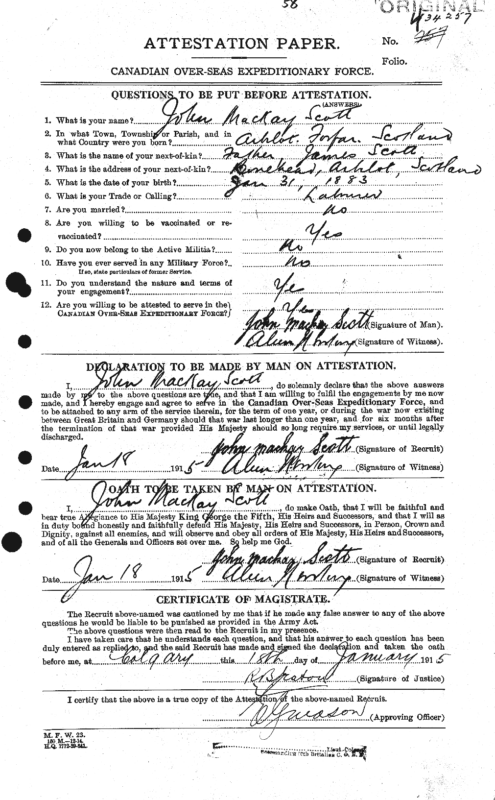 Personnel Records of the First World War - CEF 084444a