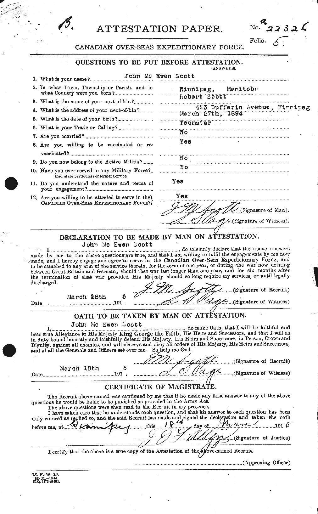 Personnel Records of the First World War - CEF 084445a