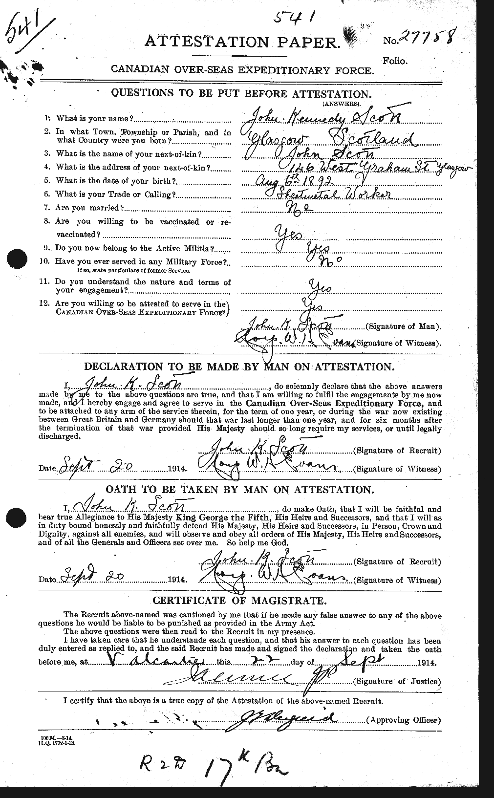 Personnel Records of the First World War - CEF 084448a