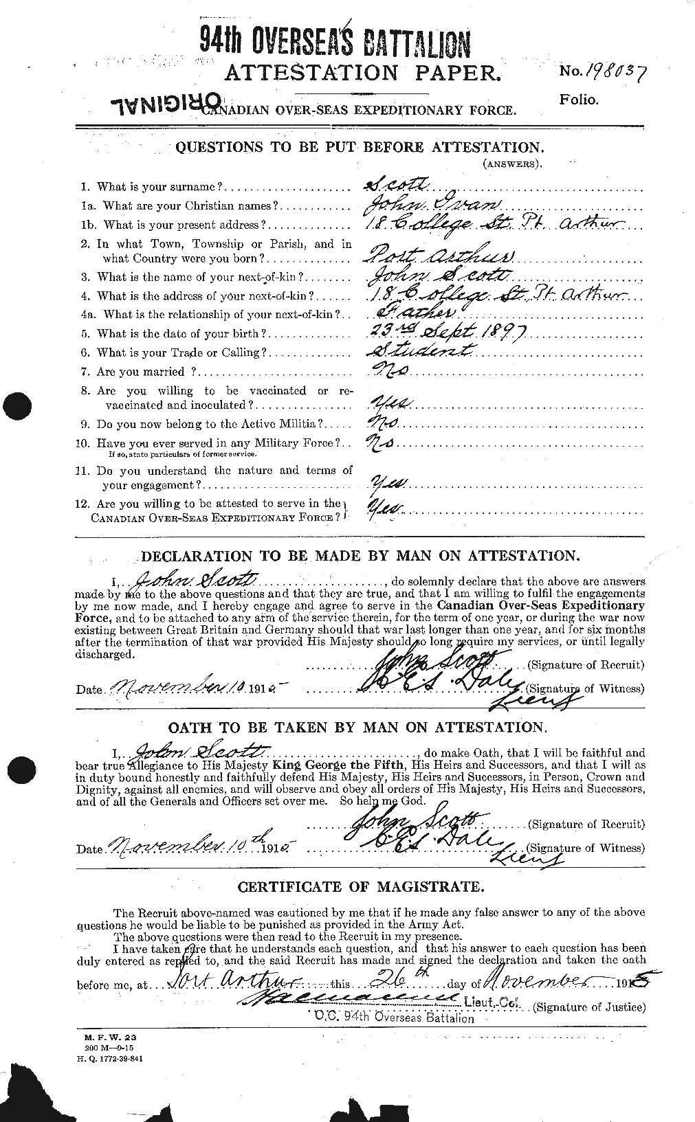 Personnel Records of the First World War - CEF 084452a