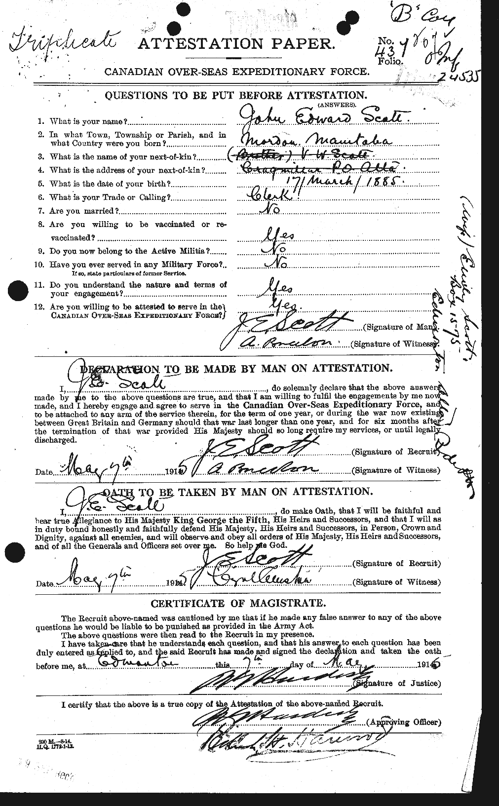 Personnel Records of the First World War - CEF 084636a