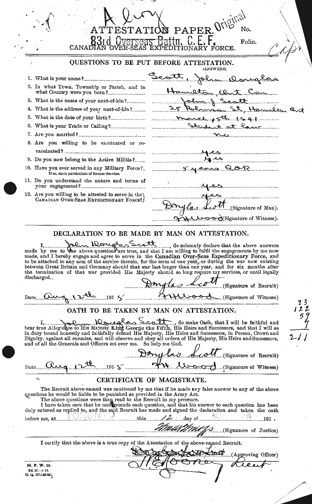 Personnel Records of the First World War - CEF 084641a
