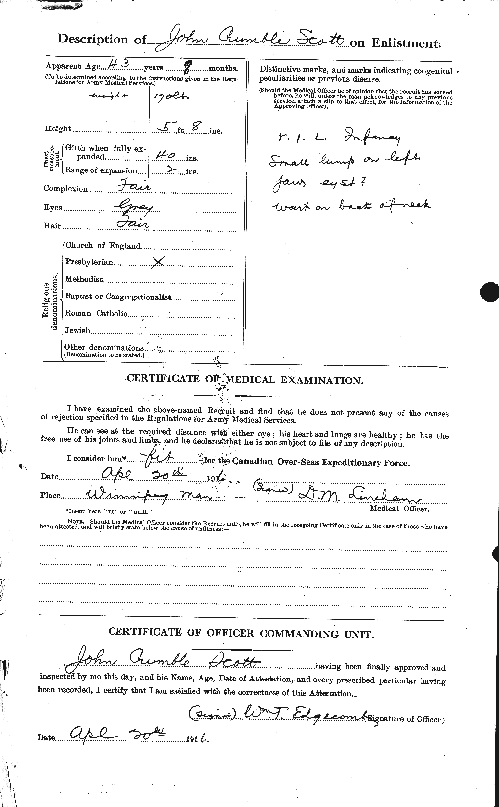 Dossiers du Personnel de la Première Guerre mondiale - CEC 084646b