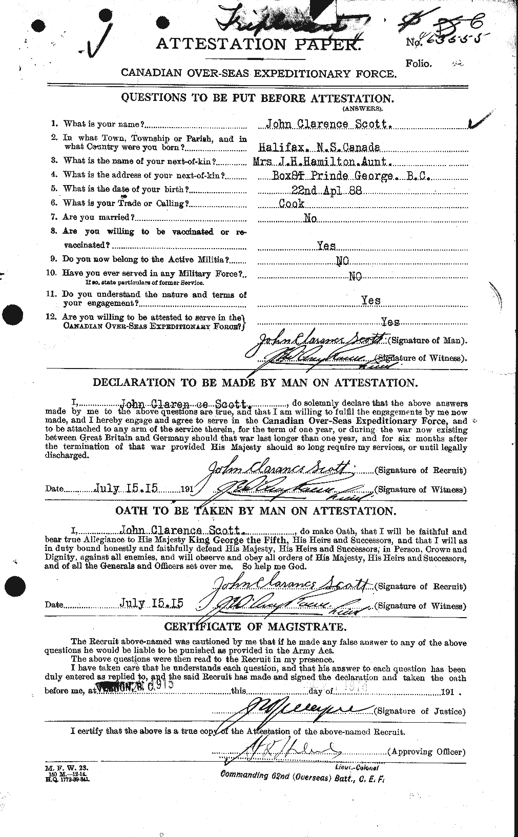 Personnel Records of the First World War - CEF 084649a