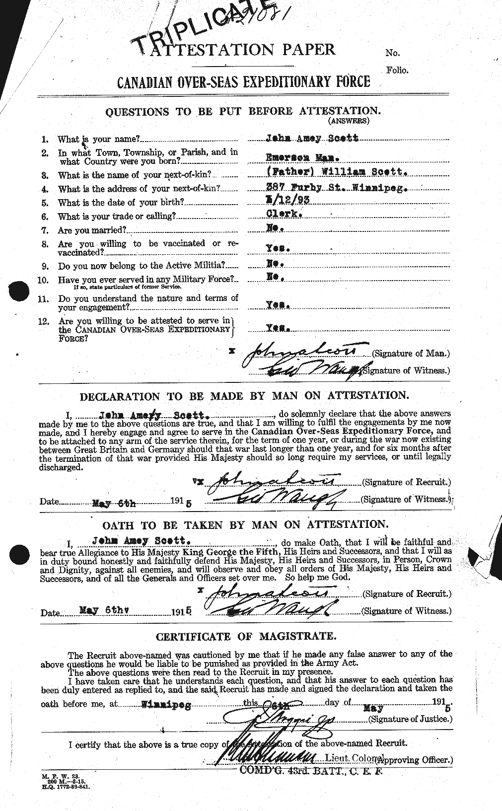 Personnel Records of the First World War - CEF 084661a