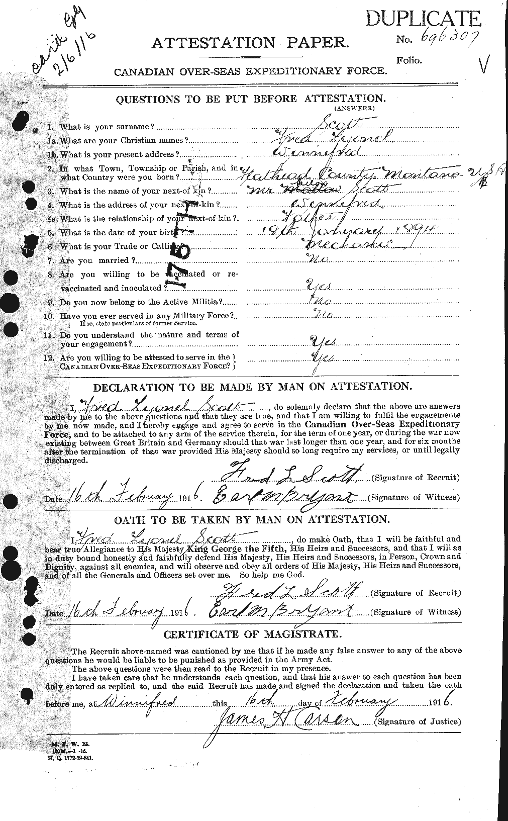 Personnel Records of the First World War - CEF 084675a