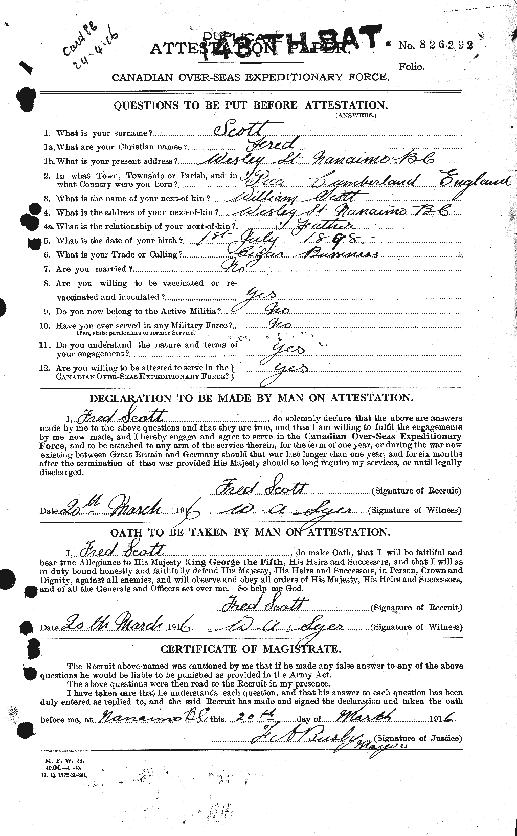 Personnel Records of the First World War - CEF 084681a