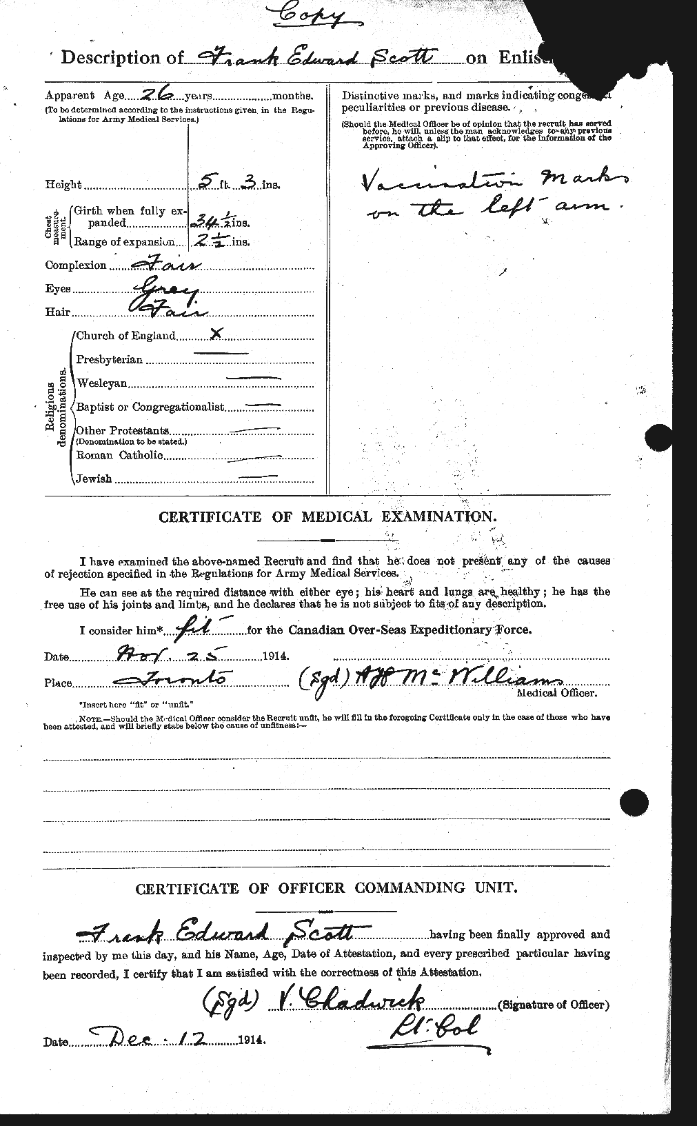 Dossiers du Personnel de la Première Guerre mondiale - CEC 084702b