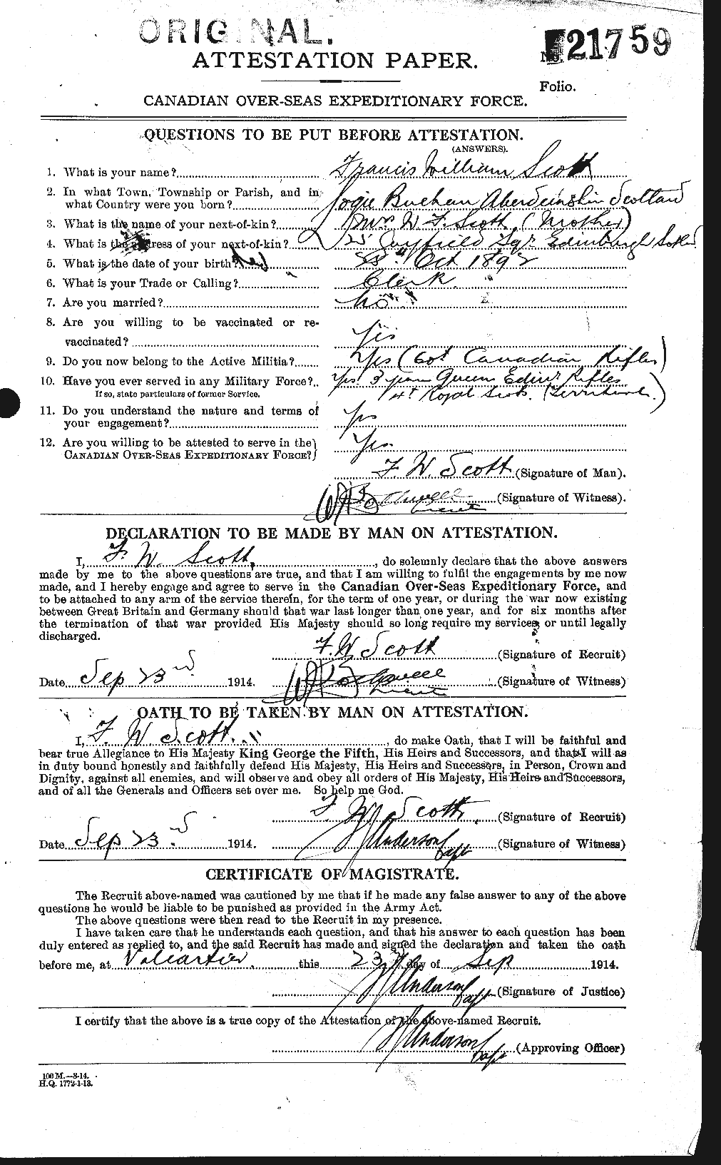 Personnel Records of the First World War - CEF 084716a