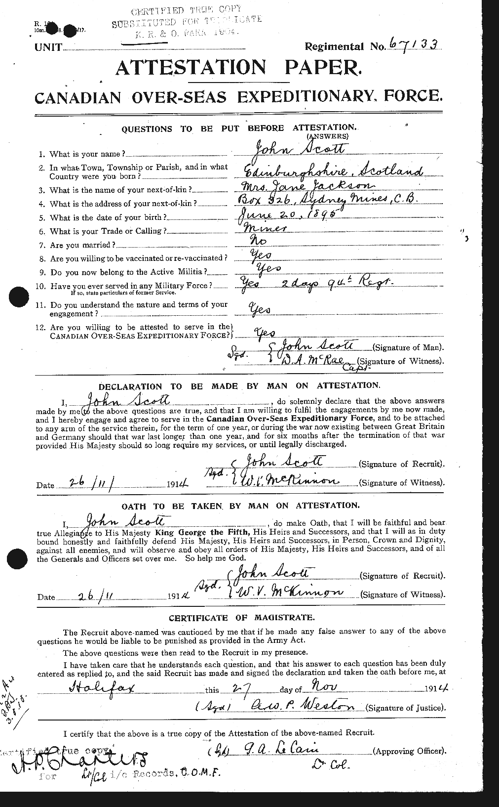 Personnel Records of the First World War - CEF 084904a