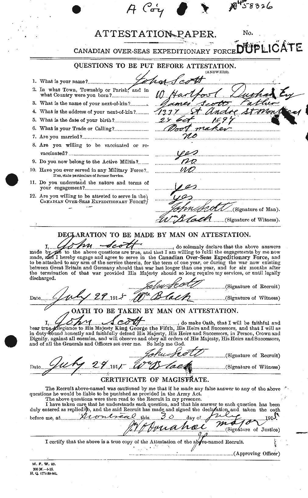 Personnel Records of the First World War - CEF 084911a