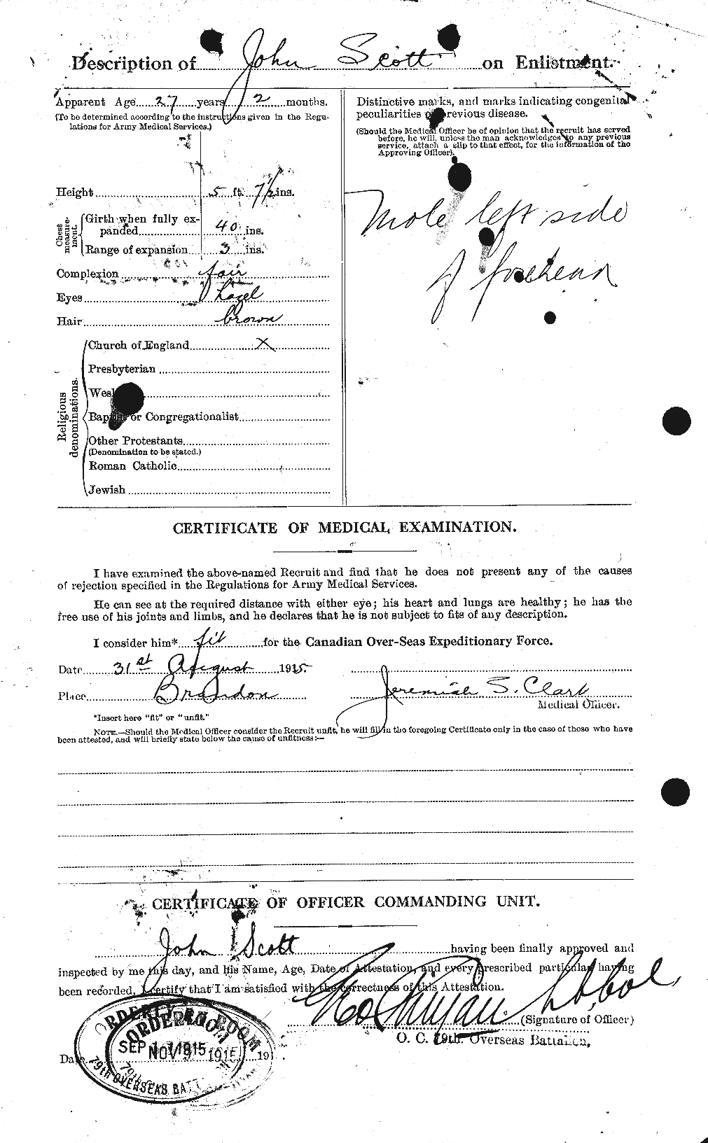 Dossiers du Personnel de la Première Guerre mondiale - CEC 084922b