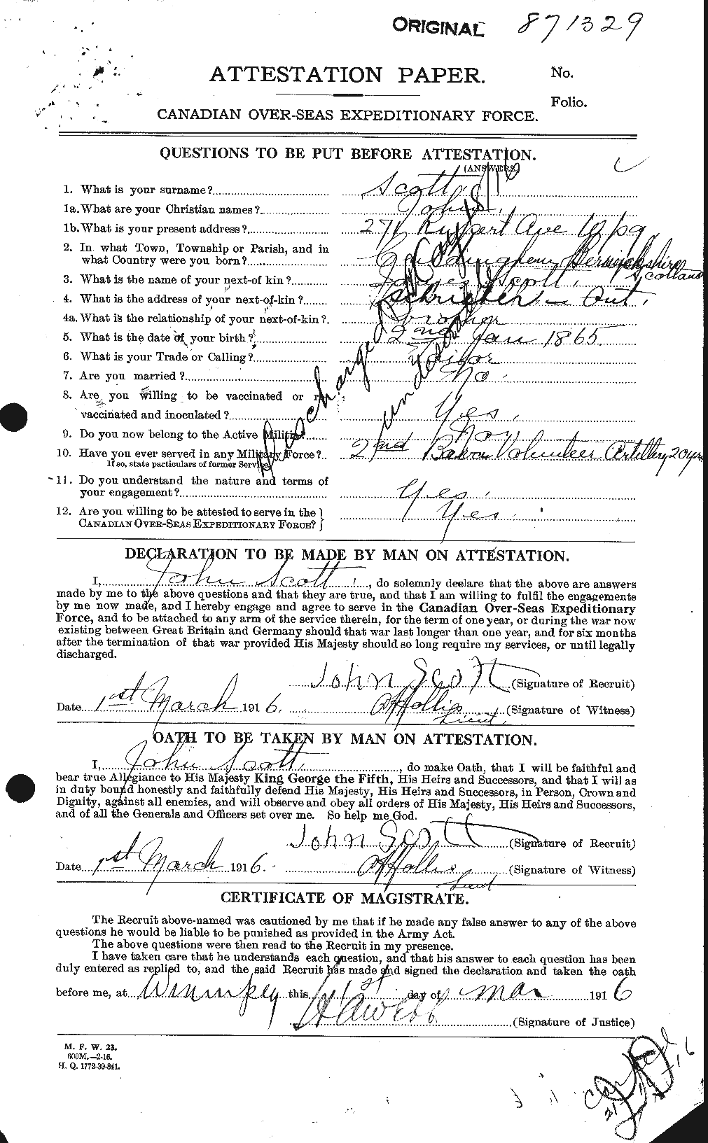Personnel Records of the First World War - CEF 084936a