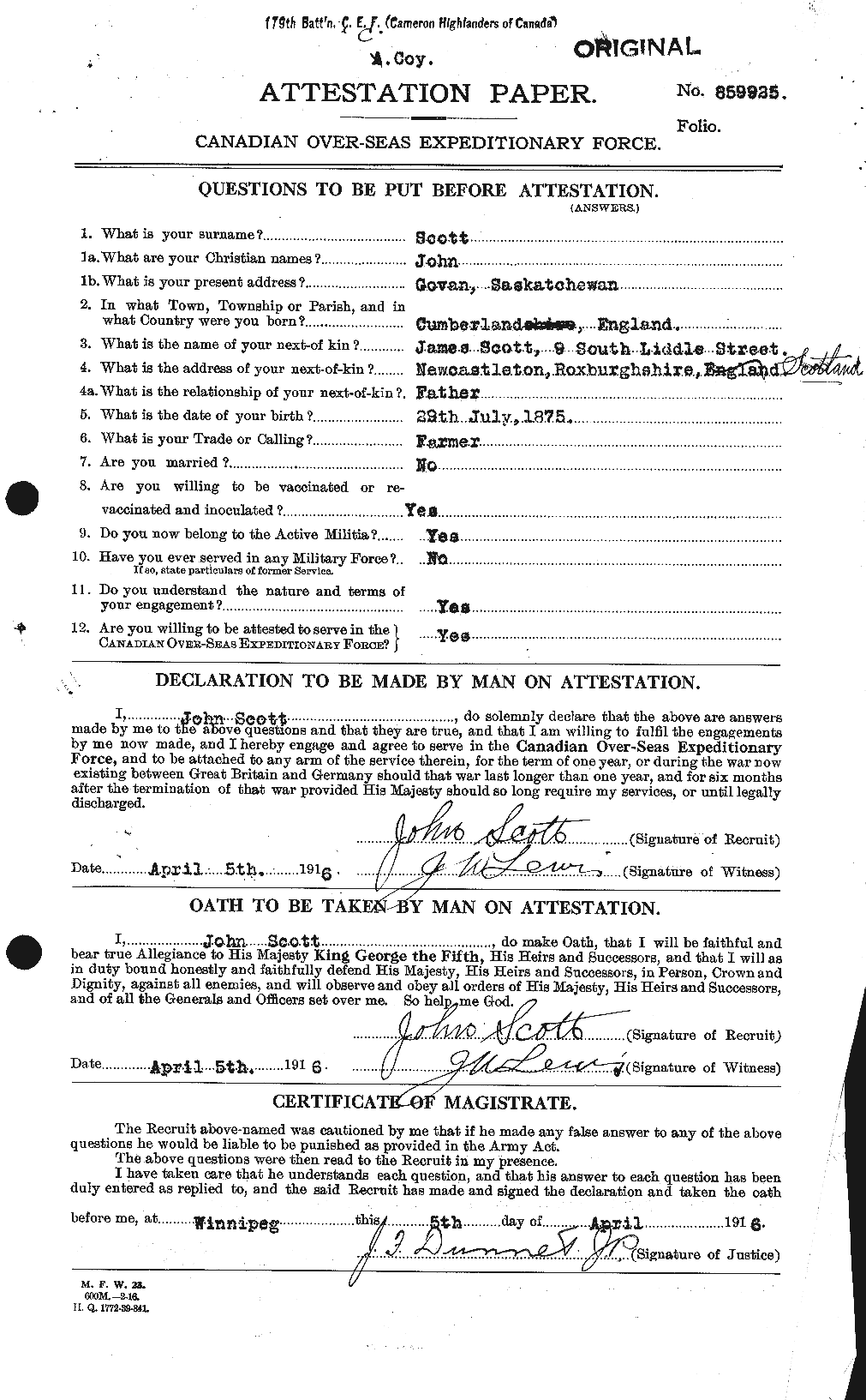 Personnel Records of the First World War - CEF 084937a