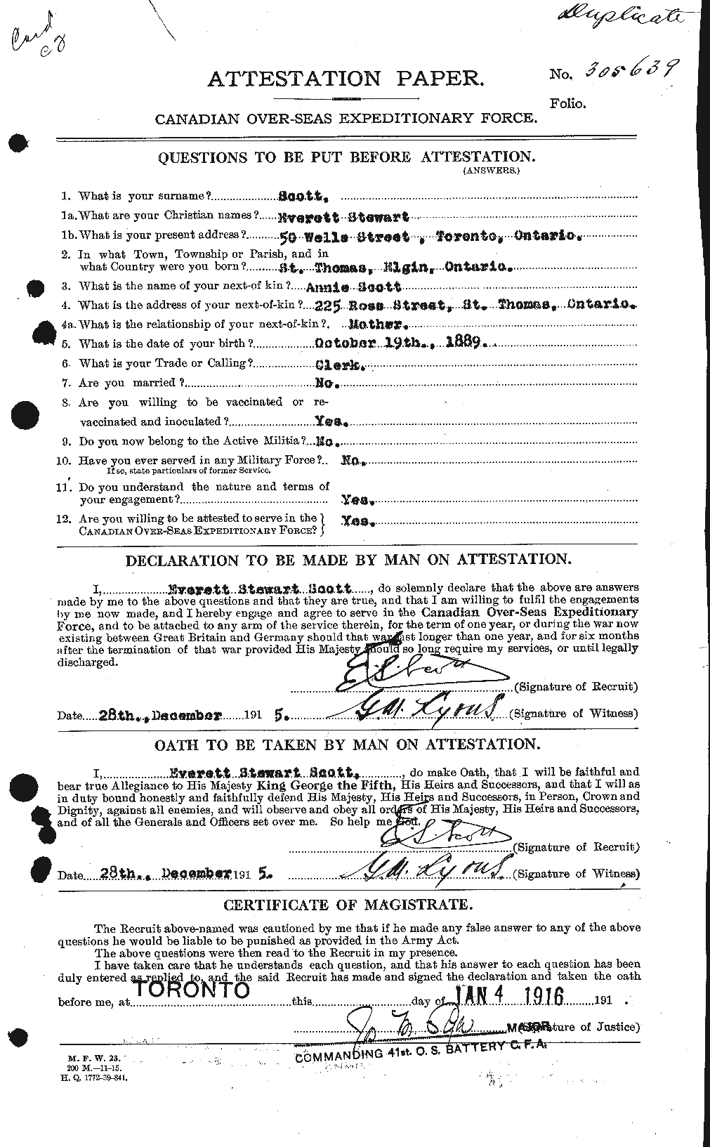 Personnel Records of the First World War - CEF 084999a