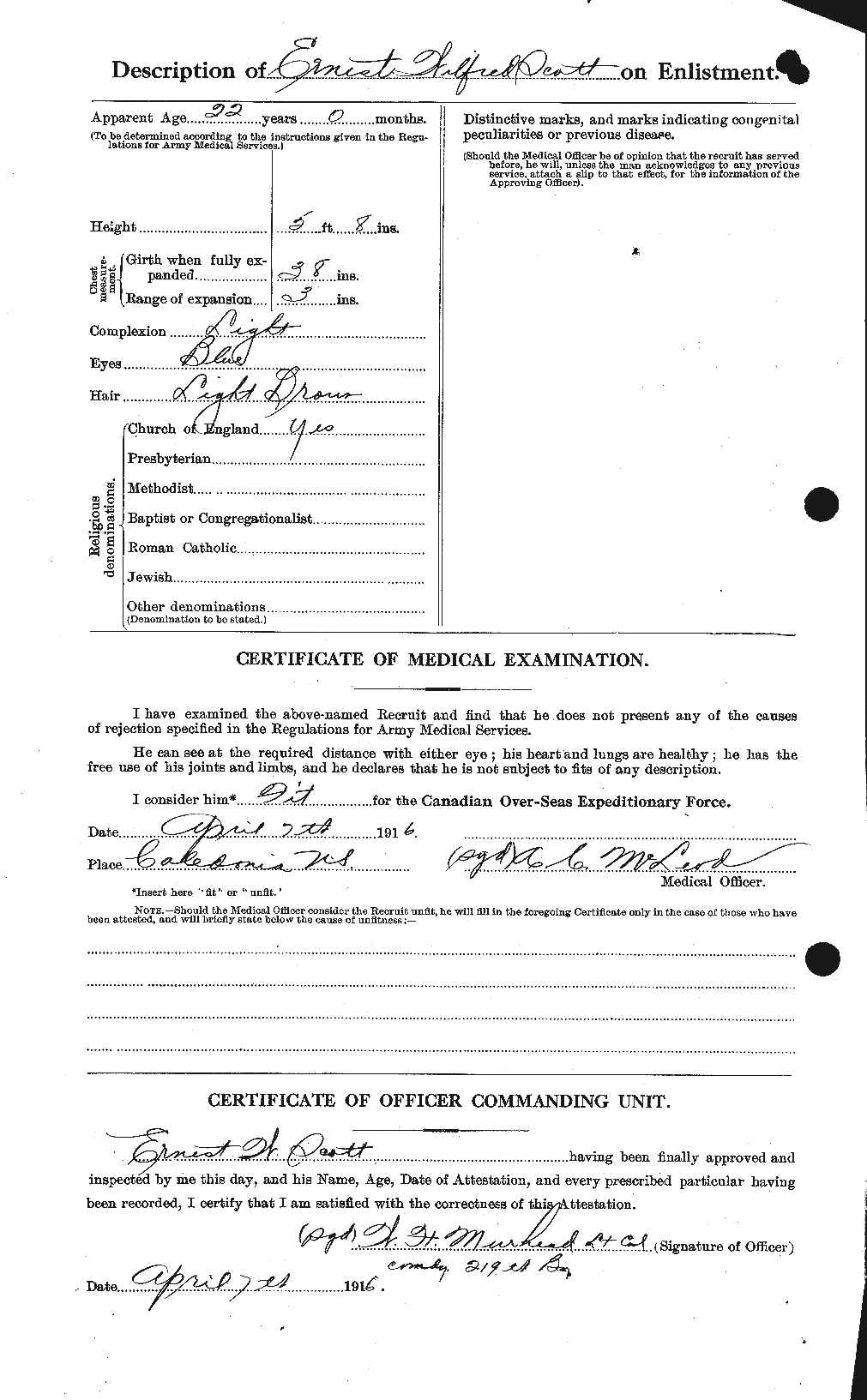Dossiers du Personnel de la Première Guerre mondiale - CEC 085003b