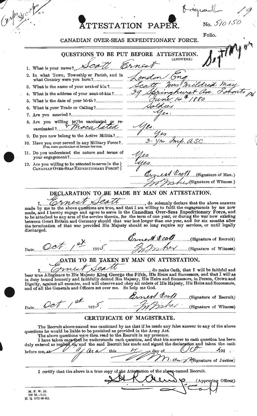 Personnel Records of the First World War - CEF 085017a