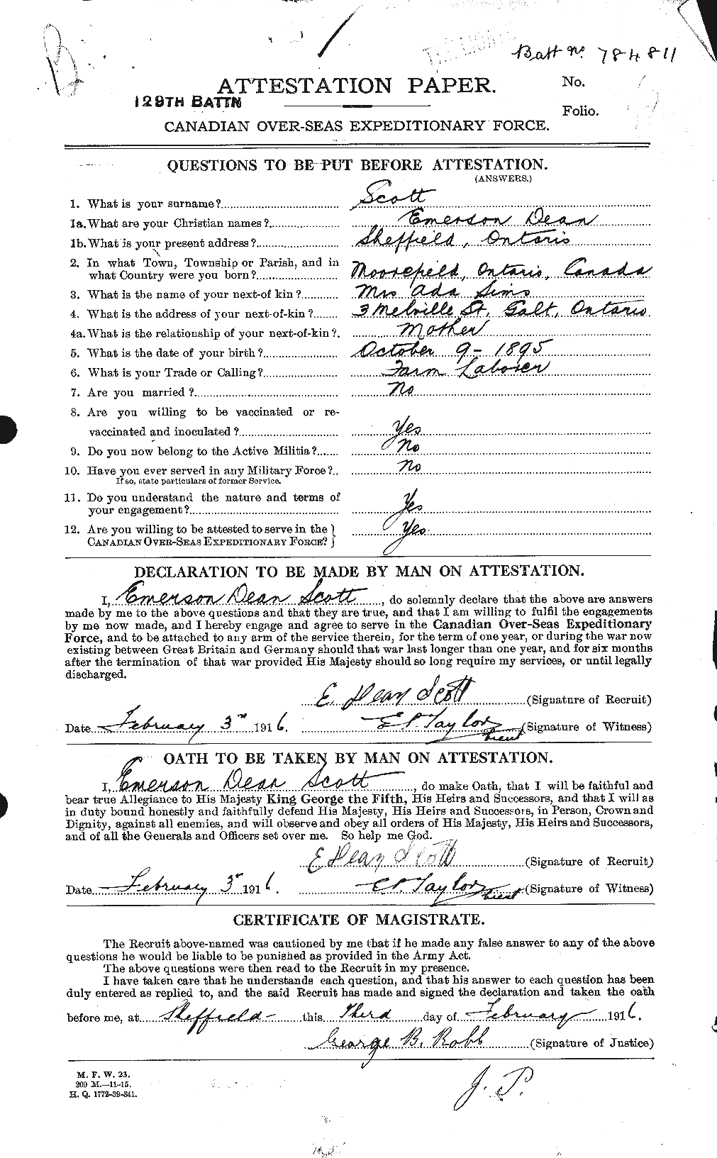 Personnel Records of the First World War - CEF 085030a