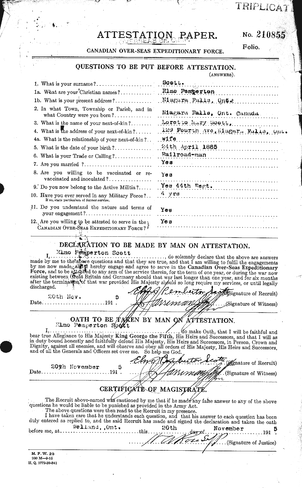 Personnel Records of the First World War - CEF 085033a