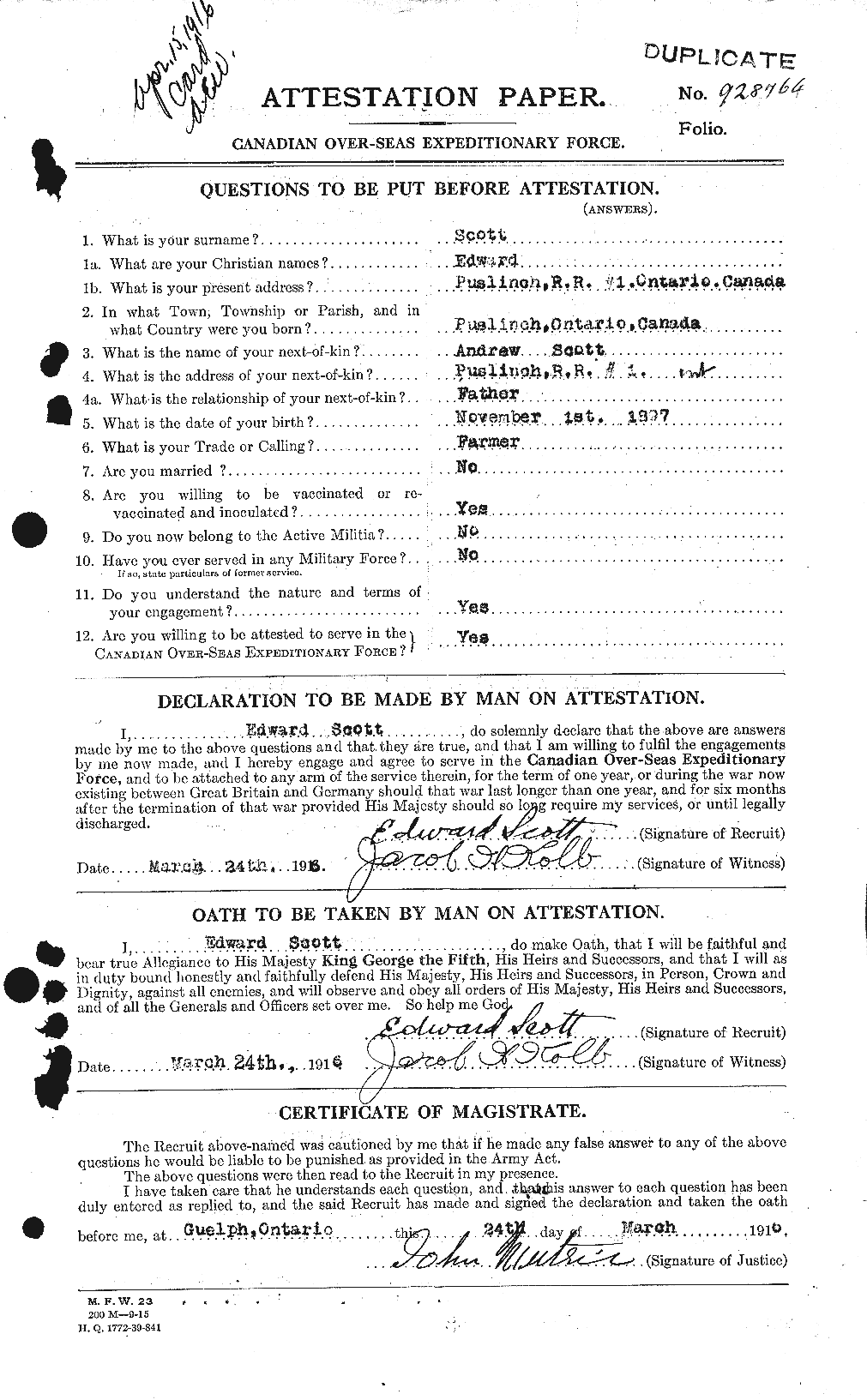 Personnel Records of the First World War - CEF 085048a