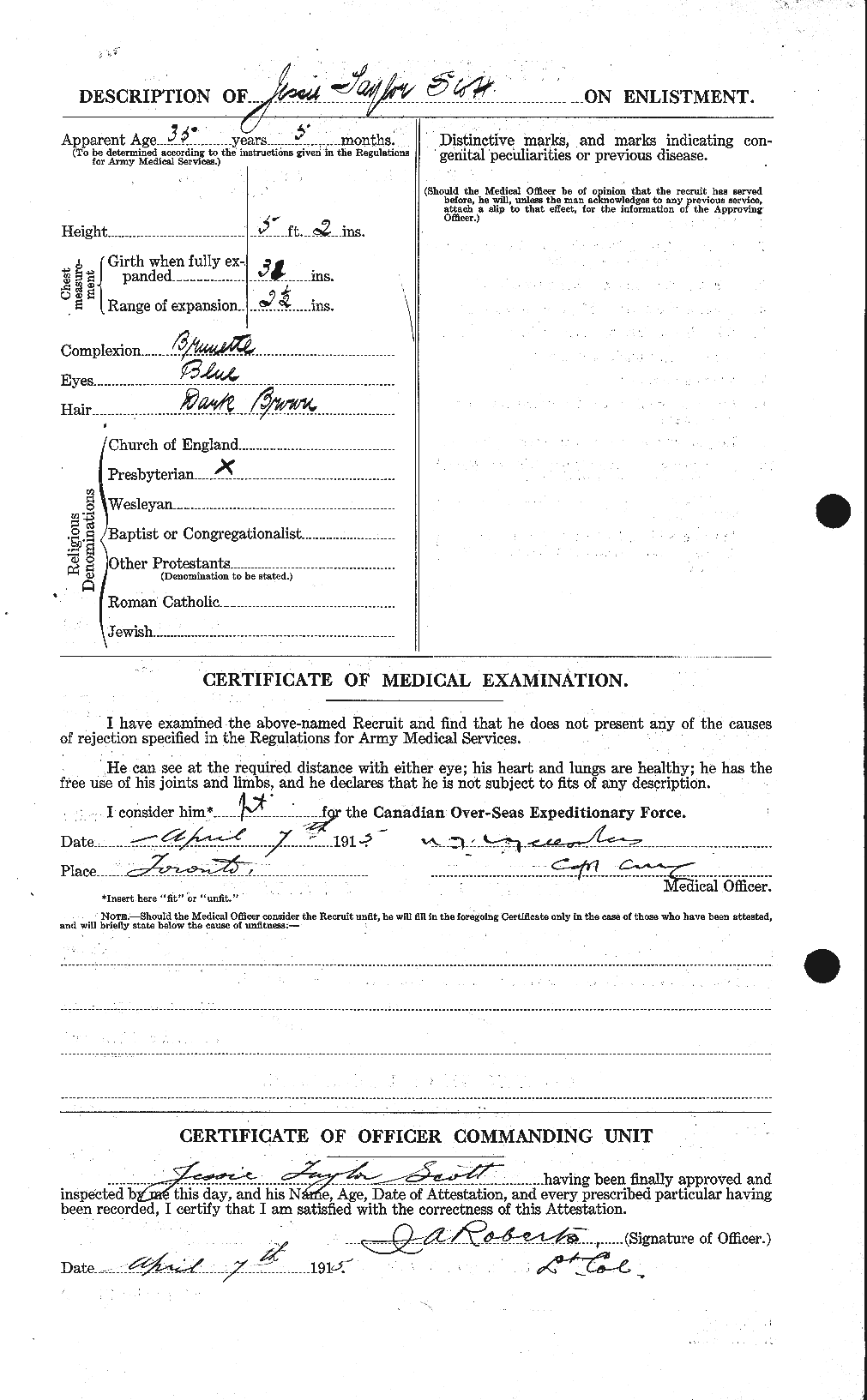 Dossiers du Personnel de la Première Guerre mondiale - CEC 085159b