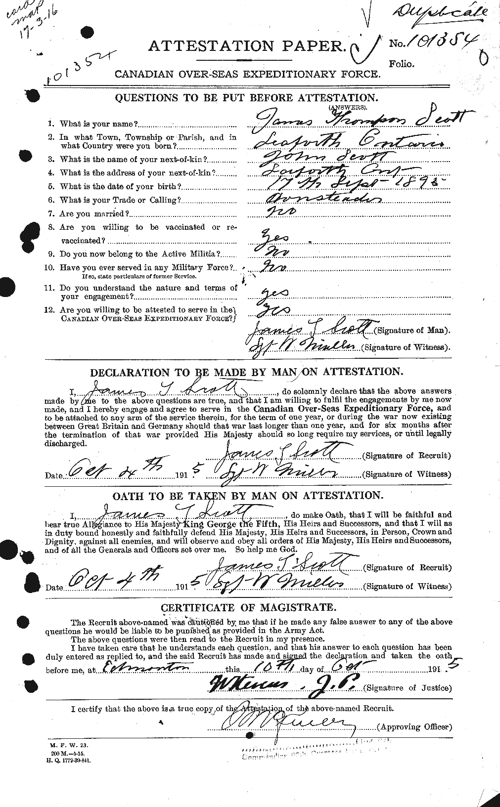 Personnel Records of the First World War - CEF 085173a