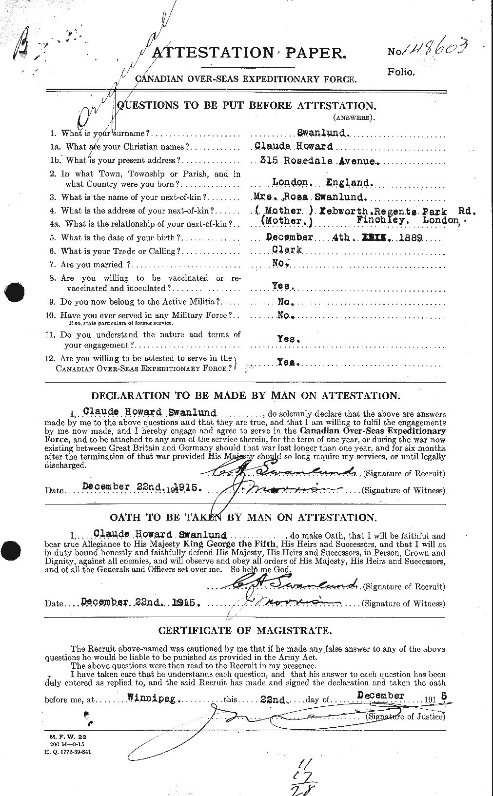 Personnel Records of the First World War - CEF 085277a