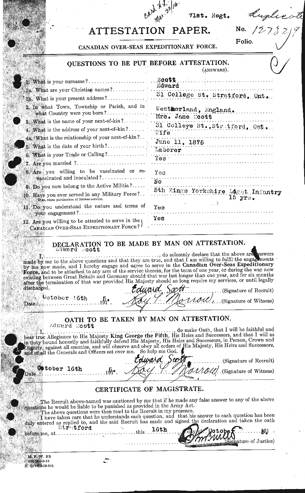 Personnel Records of the First World War - CEF 085326a