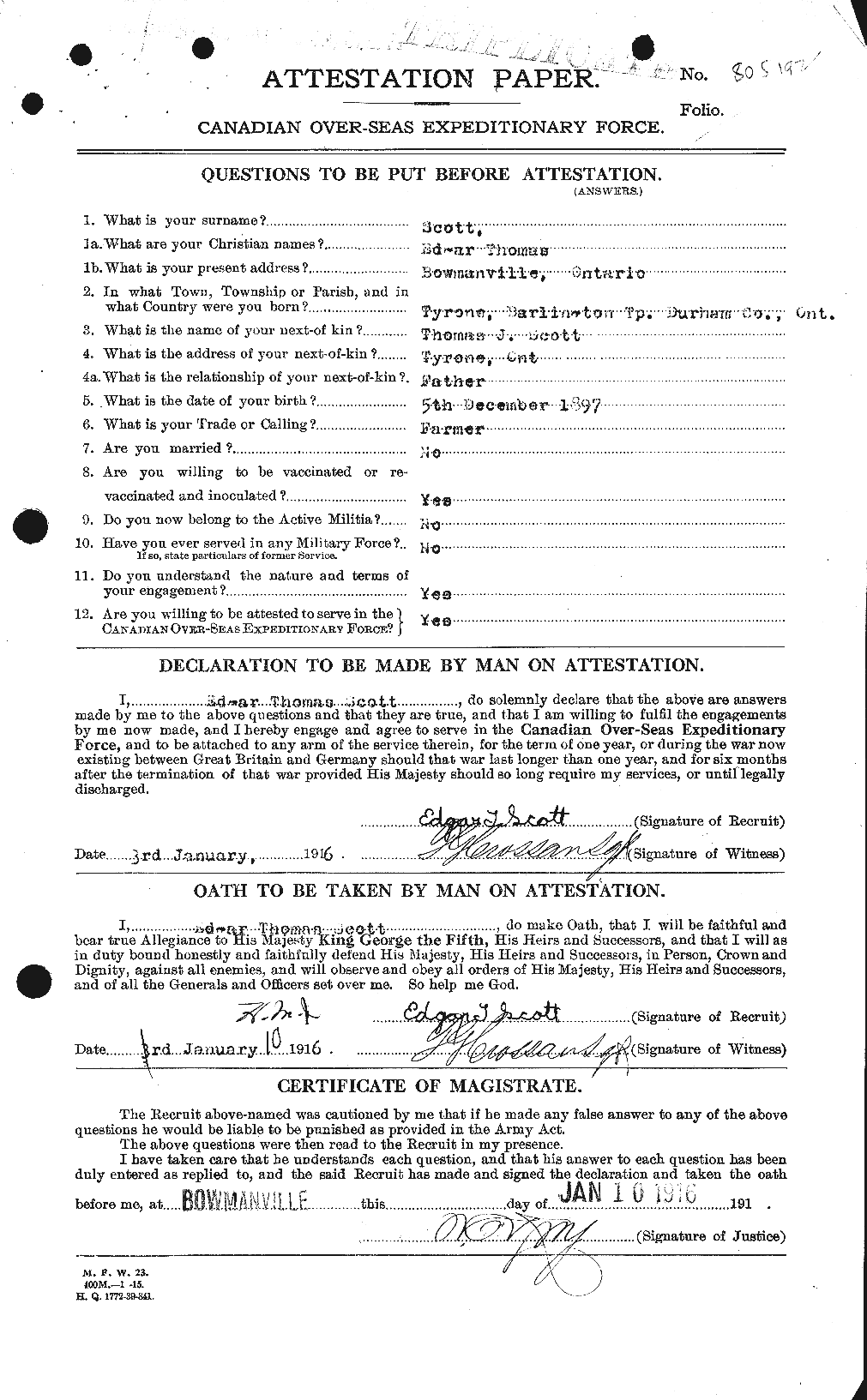 Personnel Records of the First World War - CEF 085335a
