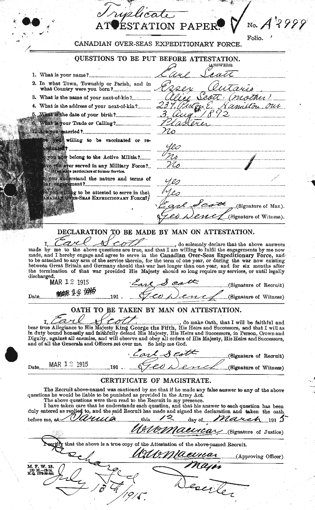 Personnel Records of the First World War - CEF 085339b