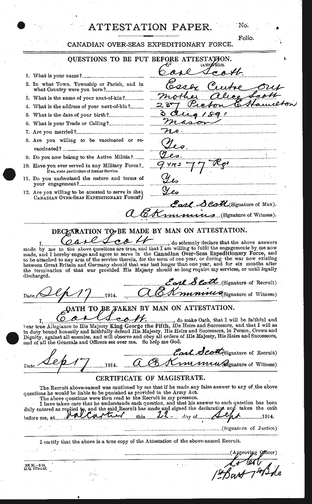 Personnel Records of the First World War - CEF 085342a