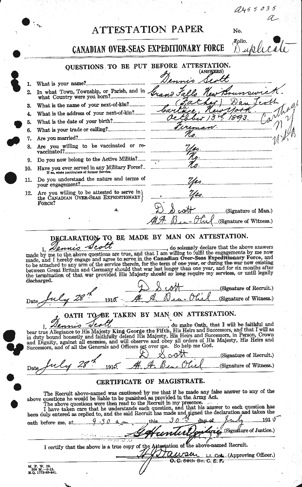 Personnel Records of the First World War - CEF 085367a
