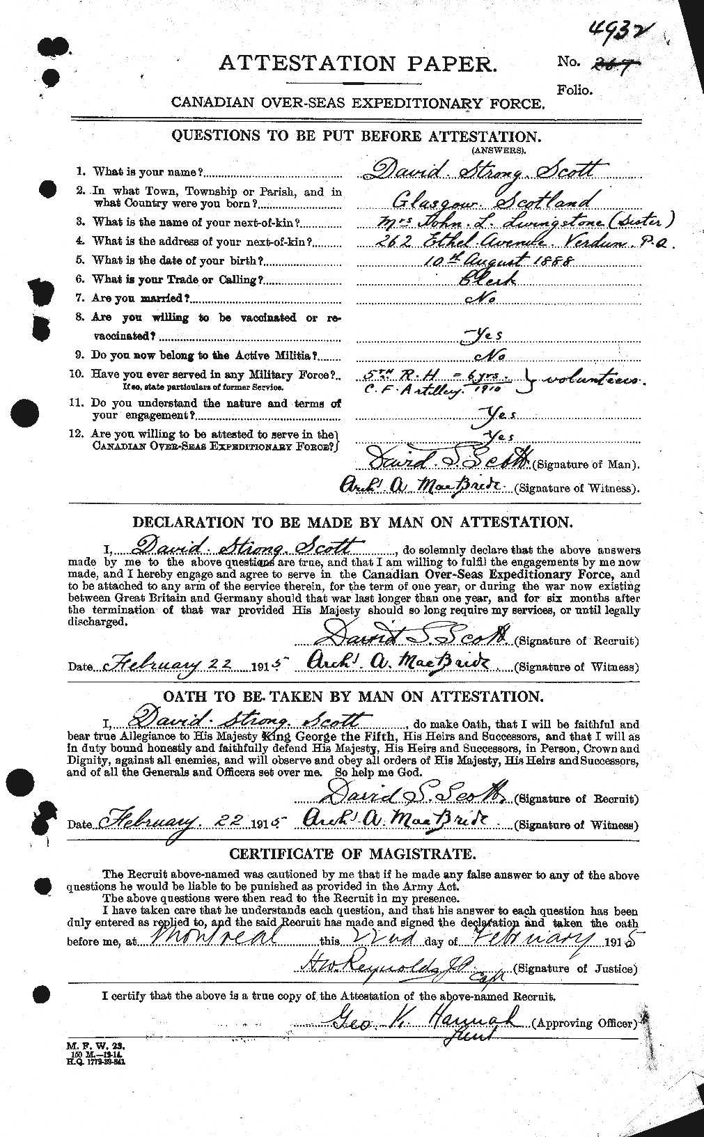 Personnel Records of the First World War - CEF 085369a