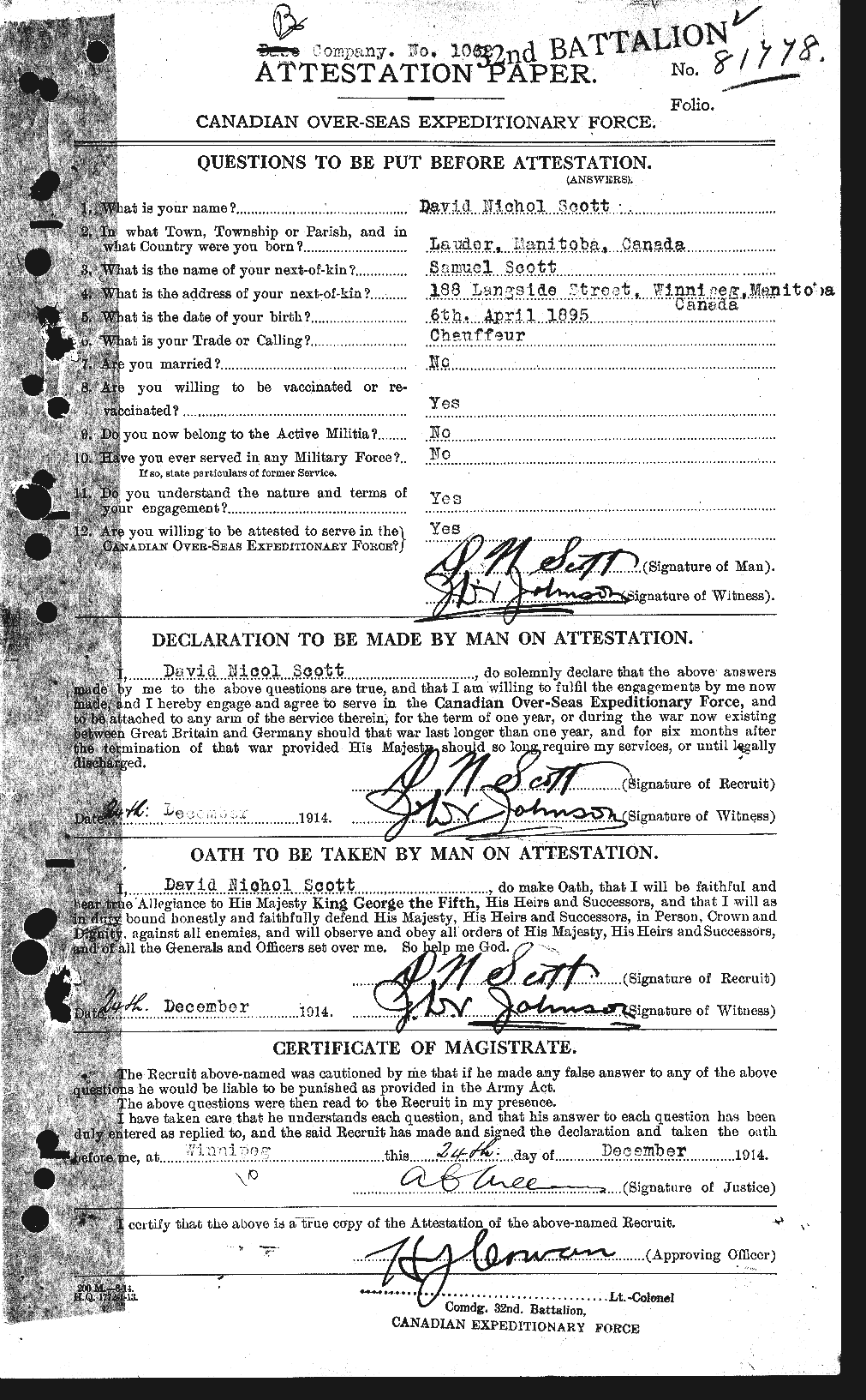 Personnel Records of the First World War - CEF 085372a