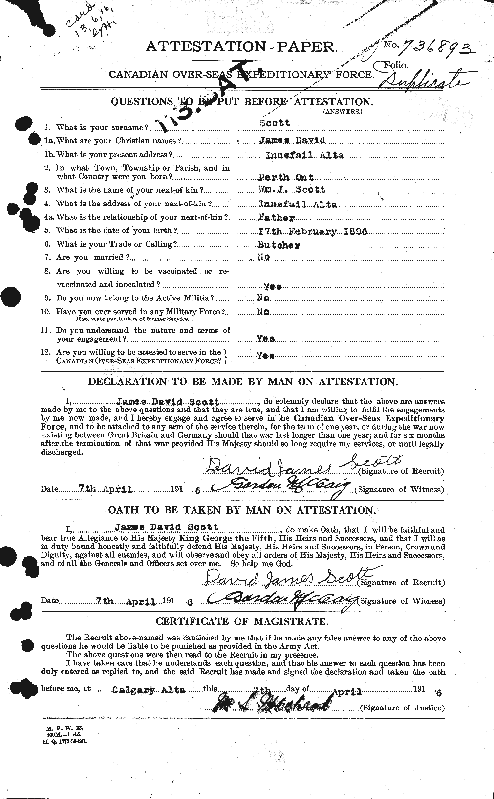 Personnel Records of the First World War - CEF 085488a