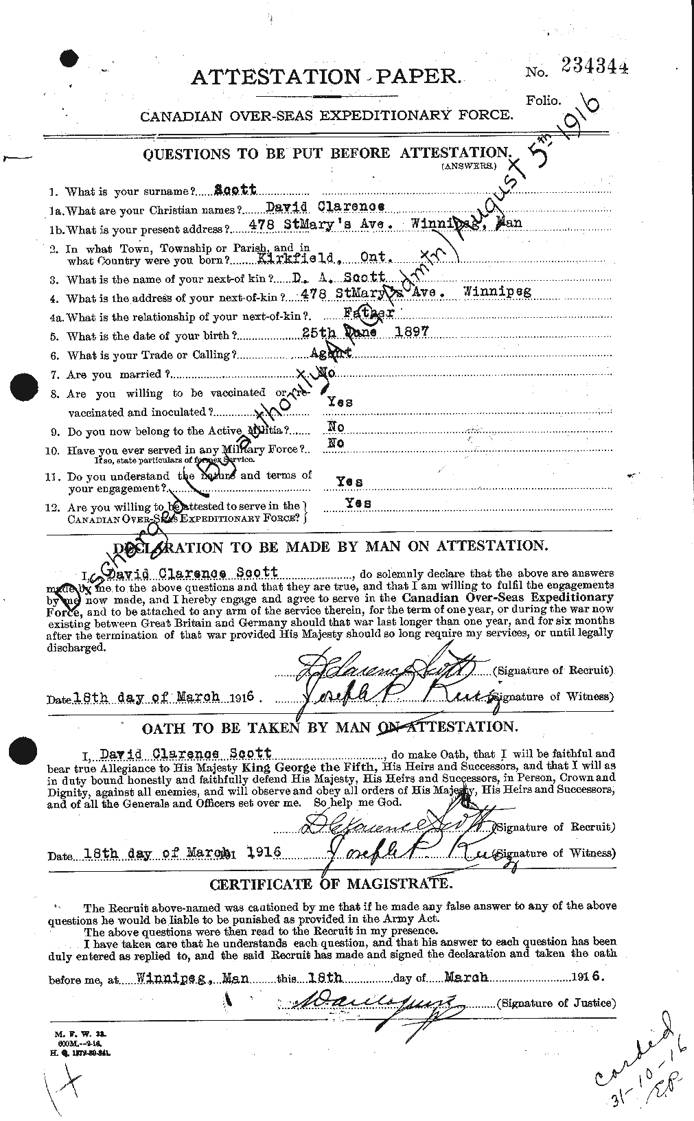 Personnel Records of the First World War - CEF 085600a
