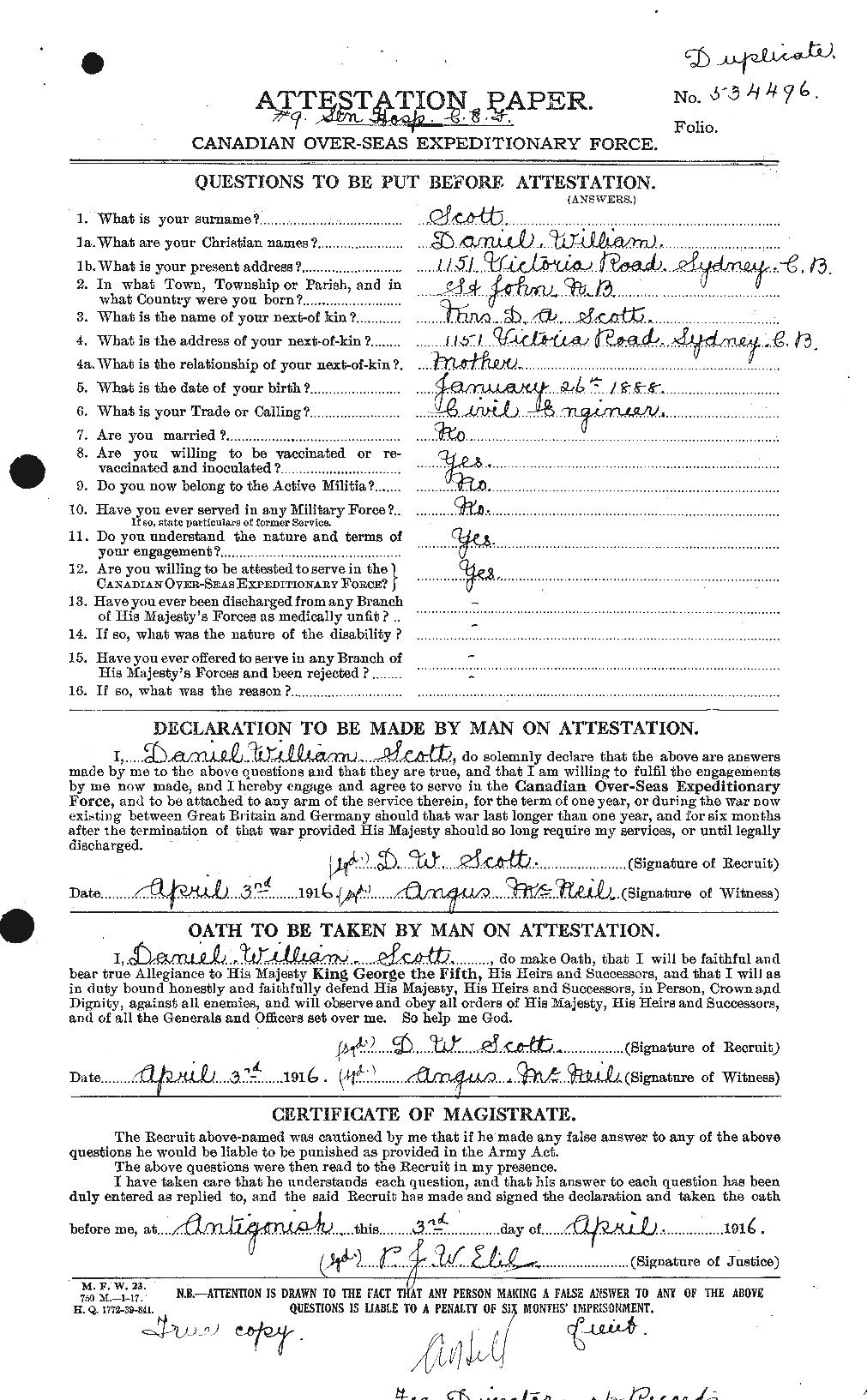 Personnel Records of the First World War - CEF 085612a